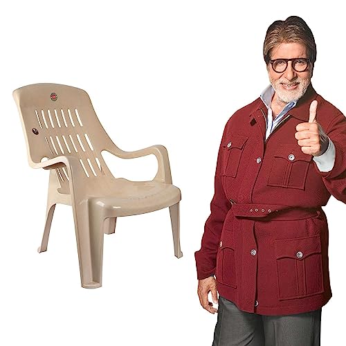 Image of Cello Plastic Comfort Sit Set of (2 Chairs) (M. Beige) | Strong and Durable | Easy to Clean | Chair for Living Room, Bed Room, Kitchen, Office Room, Outdoor | 3 Years Warranty