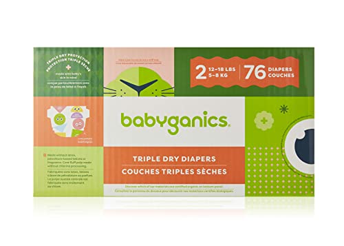 Image of Babyganics Diapers, Size 2, 76 ct, Ultra Absorbent Diapers