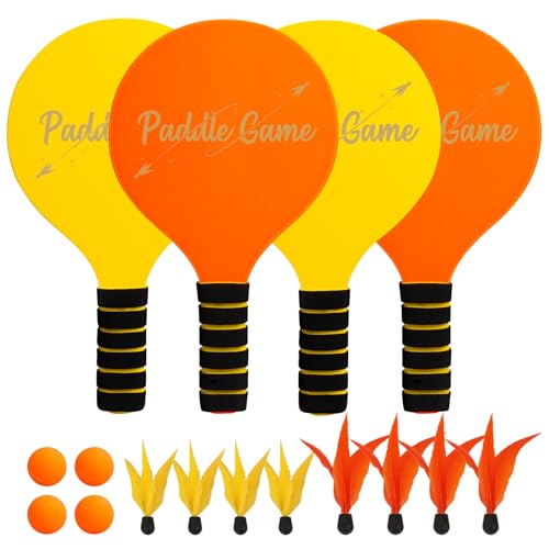 INPODAK Pala Padel niño Impermeable Juego de Padel Racket de Playa Madera Bat and Ball Set Raquetas Badminton Niños Juguetes de Playa para niños y niñas