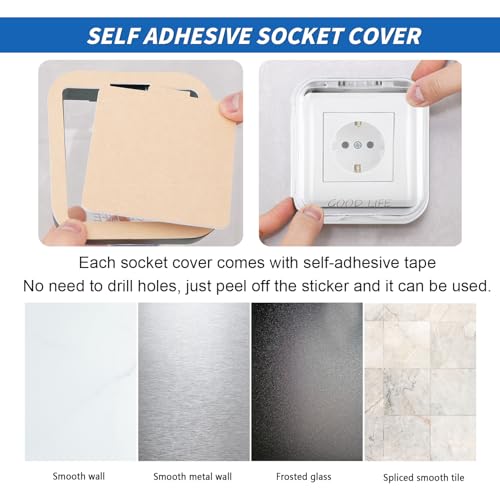Schalter Abdeckung Steckdosenabdeckung, 2 Stück Steckdose Abdeckung Typ 86 Flip Outlet Box Hauchdünn Selbstklebend Wasserdicht Steckdosenschutz Abdeckungen für Badezimmer Zuhause, Transparente