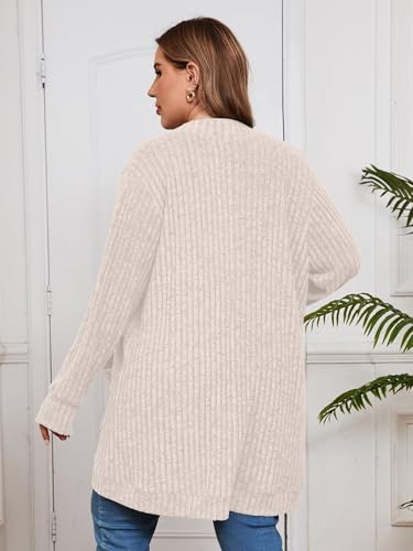Image of BELAROI Women Plus Size Cardigan Sweater Fall Outfit | Open front long cardigan, lightweight sweater, versatile layering tops for fall winter, daily wear, outdoor, office clothes