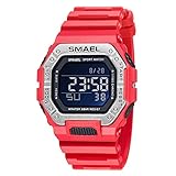 SMAALEB Reloj Digital Impermeable Luminoso 50M con Alarma, Cronómetro, Display de Fecha y Semana, LED Nocturno, Shockproof - Reloj A Prueba De Agua,B