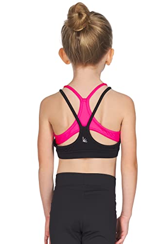 Liakada Girls Supportive Girls' Boomerang Bra Top with Integrated Bra Shelf Liner for Dance, Gymnastics, Yoga, Cheer!
