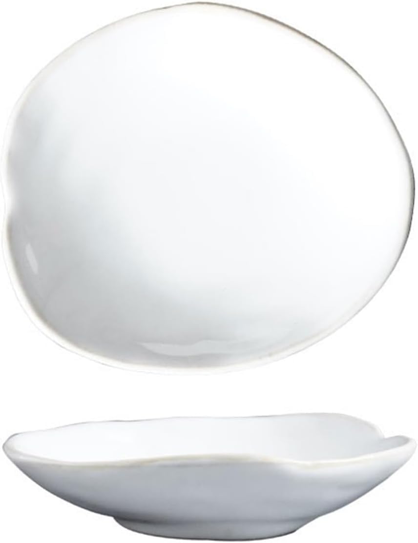 Soßenschale, Saucenteller, personalisierter unregelmäßiger Teller, Haushalt, Restaurant, Snack, kalt, Keramik, Retro-Dip(White)