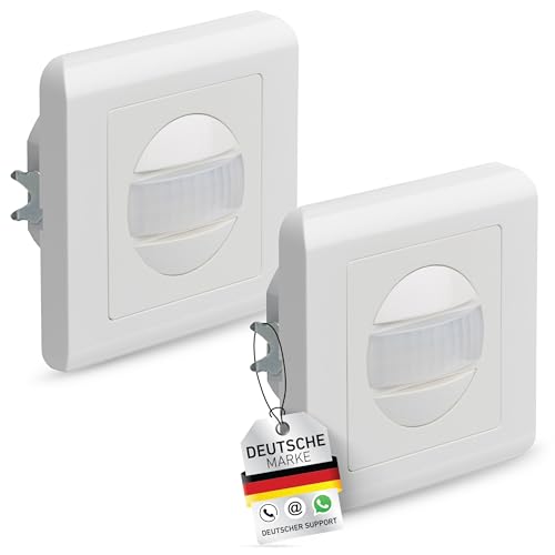Oktaplex Ela 2er Set Bewegungsmelder Unterputz 160° Infrarot-Sensor 9m Reichweite 230V Hohlwanddose weiß mit Dämmerungssensor