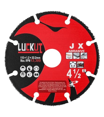 LUCKUT 4 1/2 Inch Cut Off Wheel for Wood, Laminate, Plastic - Angle Grinder Wood Cutting Disc 4.5 Inch - Tungsten Carbide - 115 mm
