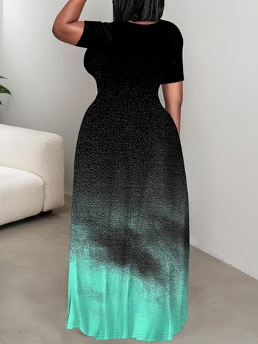 Image of SUZONANA Plus Size Dresses for Women Summer Casual Maxi Dress Short Sleeve Loose Vacation Dress
