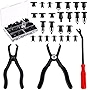 Mardatt 103 Pcs Push-Type Bumper Fasteners Rivet Clips Assortment Kit with 6 Size Door Trim Panel Clips, 30 and 80 Degree Angled Push Pin Pliers, Fastener Removal Tool for Car