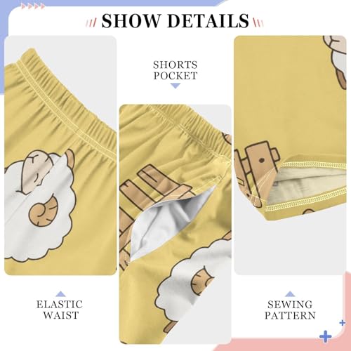 Fence Sheep Boys Pants Boys Athletic Pants Long Pant for Boy with Pockets Wide-Leg Size 6-14Y4