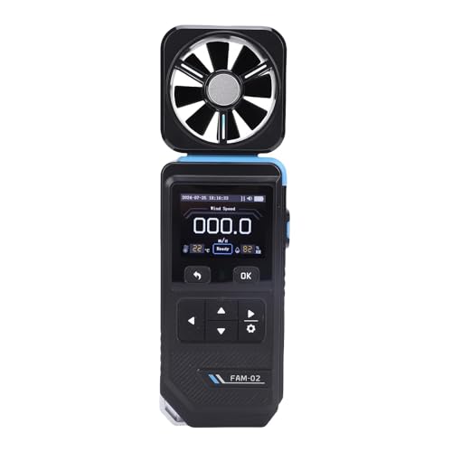 Plyisty Anemómetro de Mano Versátil con Función de Alerta, Anemómetro para Ventilador de Coche, Aire Acondicionado, Carga USB Tipo C
