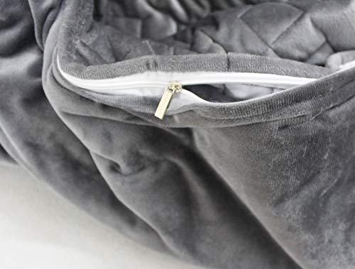 Image of F.Y.Dreams Duvet Cover for Weighted Blanket 60x80 inches with 8 Ties /Minky Square Quilted /Dark Grey