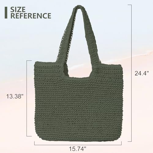 Image of GOLDTIMO Beach Bags for Women - Summer Soft Large Woven Shoulder Purse Handbag, Beach Tote Straw Bag for Summer Vacation