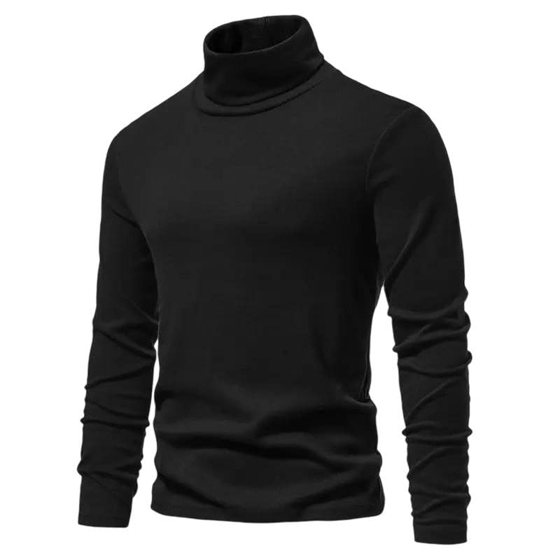 Men's Pullover Sweaters Slim Solid Color High Collar Casual Knitted Jumpers