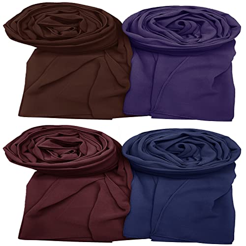 Women Chiffon Scarves Shawl Long Scarf Wrap Scarves Soft Scarves Travel Sunscreen Wrap Scarf, Dark Blue and Wine Red.
