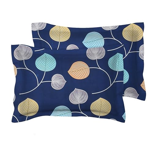 Image of BSB HOME Present Designer Printed Cotton 160 TC Standard | Regular | King Size Pillow Cover Set of 2 Piece (18x28 Inches, Blue and White), Floral, 150 Threads