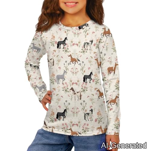 Image of Renewold Boys Girls Tees Kids T-Shirt Long Sleeve Crewneck T Shirts Casual Athletic Tops Clothing for Home School Travel