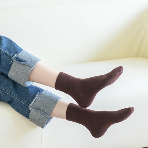 Image of HUGSWEET Thin Soft Cotton Crew Socks for Women Ankle above Bootie Socks Gifts for Women 5-10 Pairs