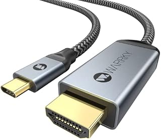WARRKY 4K USB C to HDMI Cable, USB Type C to HDMI Cable (Anti-Interference, Thunderbolt 3/4 Compatible), Compatible with MacBook Pro/Air, iPad Pro 2021, Galaxy S22, Surface, XPS, HP, etc. - 3.3FT/1M