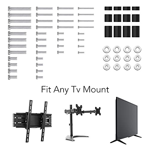 Universal Tv Mounting Hardware Kit Fits All Tvs Up To 80" - Pack Contains M4, M5,M6 And M8 Tv Screws, Washers And Spacers With Any Tv/Monitor Mount Black #TOP3