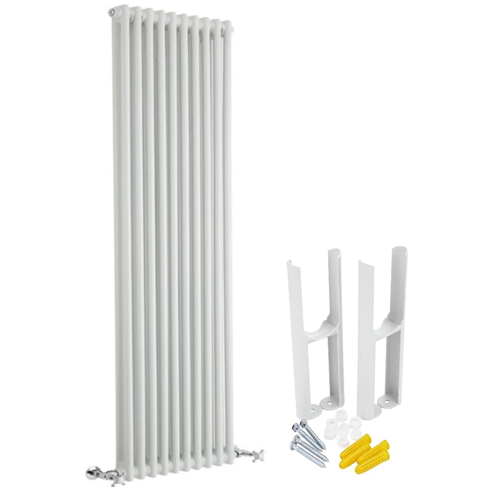 Milano White Windsor Cast Iron Style Vertical Double Column Radiator Feet - 1800Mm X 470Mm