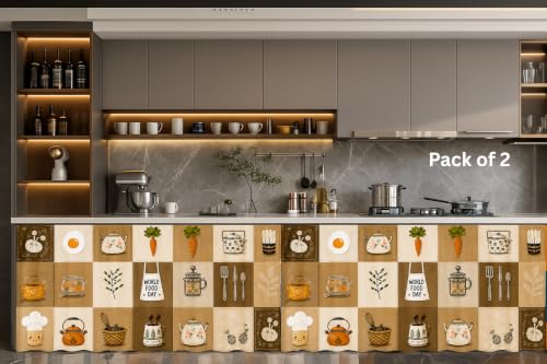 Image of Premium Printed Kitchen Sink Curtain | Washable & Dustproof Rod Pocket Counter Skirt | Perfect For Any Sink,Counter | Multicolor Cooking Theme for Home & Kitchen (150cm X 70cm) (2, Coffee Kitli)
