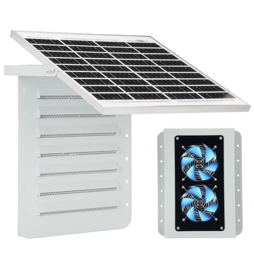 2026 Upgraded Solar Shipping Container Vent Kit 15W Adjustable Solar Panel Dual Fans Design Weatherproof Easy Installation Efficient Ventilation for Containers Cabins Sheds Garages