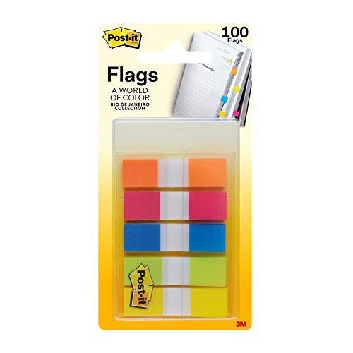 Post-it Flags, 100/On-the-Go Dispenser,.47 in Wide, Rio de Janeiro Collection (683-RIO2)