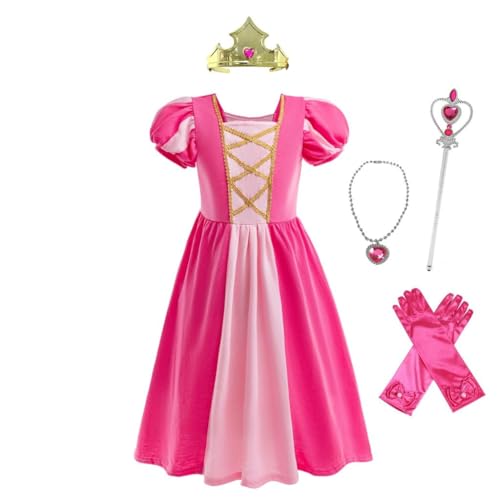 Lito Angels Princess Aurora Fancy Dress Up Clothes with Accessories for Kids Girls Age 7-8 Years, Hot Pink (Tag Number 130)