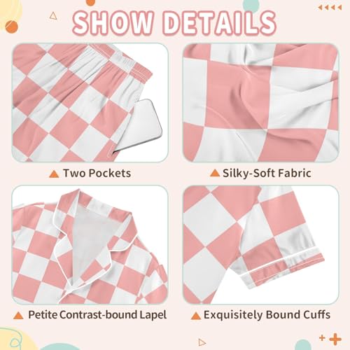 Classic Button Down Pajamas Set Soft Satin Silk Sleepwear 2 Piece Tops Shorts Pjs Unisex Summer Clothes3