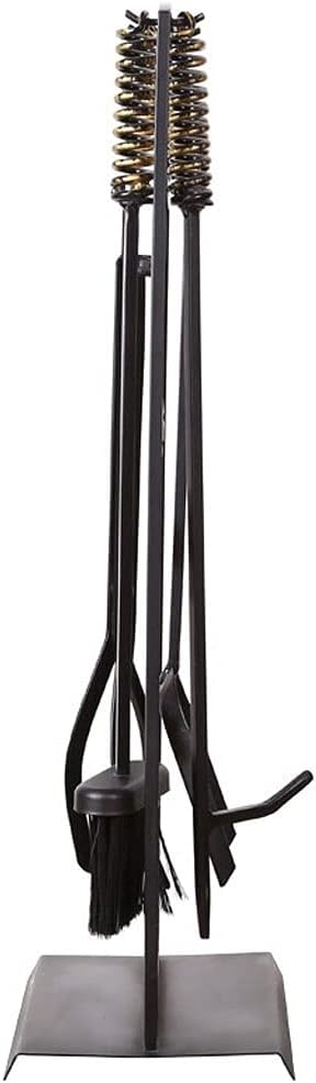 Fireplace Tool Set Poker Stand 5 Pieces of Durable Fireplace Tools Wrought Iron Indoor Fireplace Tool Holder Base Bracket Living Room Campfire Tools Outdoor Set Outdoor Indoor Chimney Stand,