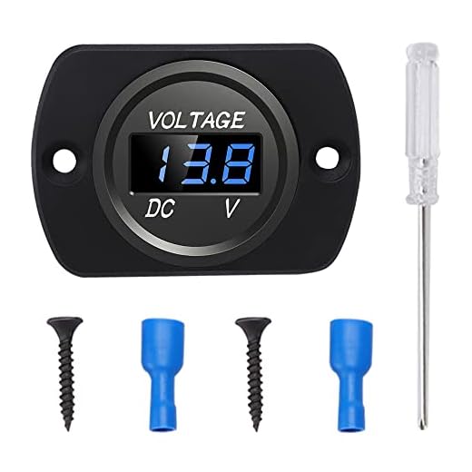 YIXISI Voltímetros Impermeable de Coche DC 12V 24V con Pantalla Digital LED y Placa de Montaje, Medidor de Voltaje Redondo con Terminales para Barco Vehículo Motocicleta Camión ATV UTV Coche, Azul