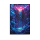 ZPAOWUFB Póster decorativo de cascada de acuario, póster de pared e imagen artística moderna para decoración de dormitorio familiar, 60 x 90 cm