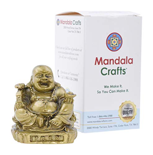 Estatua pequeña de Buda feliz para decoración dorada miniatura 4