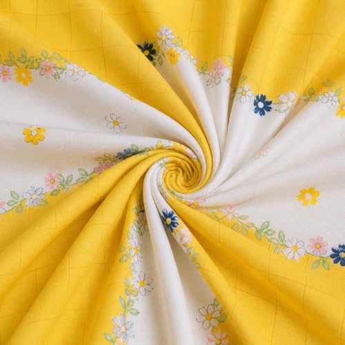 Image of Castiqa Elastic Fitted Supersoft Premium Brushed Cotton 200TC Double Bedsheets King Size 78x72 Inch with 2 Pillow Covers (Fits Upto Mattress of 10 Inches) (Yellow Dotted)