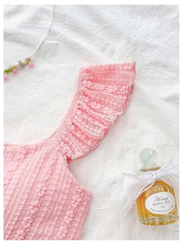 Girl's Lace Ruffle Cap Sleeve Tops Bowknot Sweetheart Neck T Shirt Babydoll Peplum Tee Top4