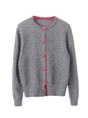 Verdusa Women's Button Front Cardigan Sweaters Crew Neck Long Sleeve Knit Outerwear