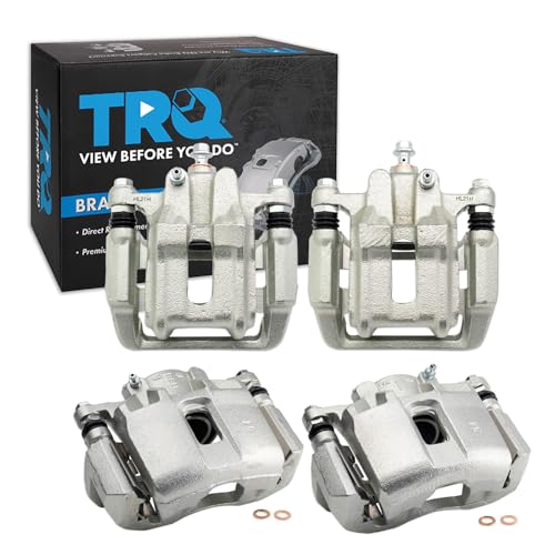 Image of TRQ Front and Rear Brake Caliper Set Zinc Coated Brackets Hardware Compatible with 2001-2003 Acura CL 1999-2008 Acura TL