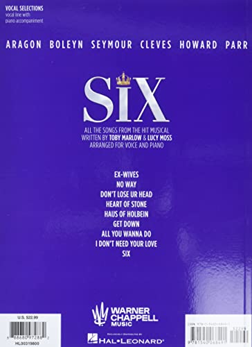 Six: The Musical Vocal Selections Songbook With Full-Color Photos From The Stage Production #TOP1