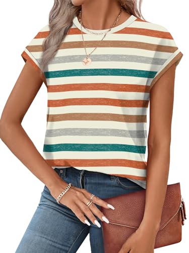 Image of Alaroo Womens Summer Tops Short Sleeve Shirts Crew Neck Cute Trendy Tunic Blouses (S-3XL)