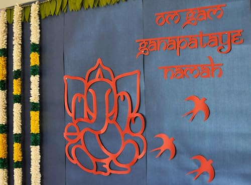 Image of Desi Favors Red Huge Lord Ganesh Cutouts | Indian DIY Backdrop Decorations | Ganapati Pooja Backdrop Decoration | Indian Goodes Cultures Events | Traditional Cutout | 27x23 inch (Pack of 2)