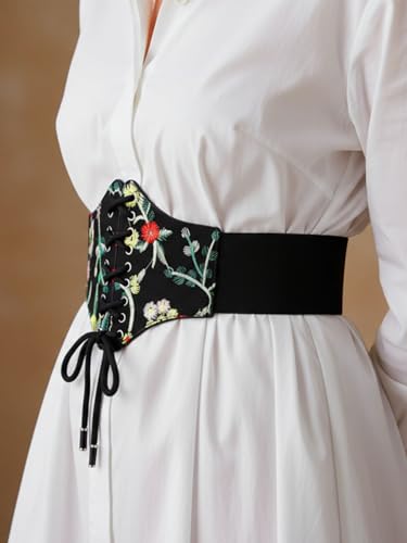 Urieo Flower Embroidery Corset Belt for Women2