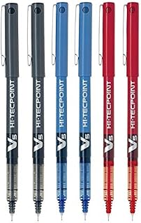 Pilot BX V5 Assorted Hi-Tecpoint Extra Fine Ballpoint Pen 0.5mm Nib Tip Line Of 0.3 Mm Width (Pack Of 6) 2 Blue '+ 2 Black + 2 Red