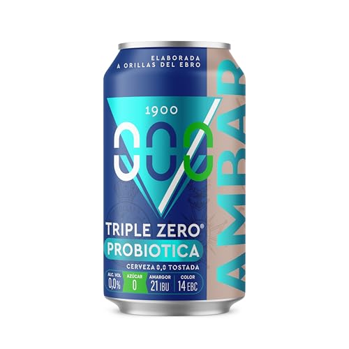 Ambar cerveza 000 Tostada 0,0% Alc. 0 Azúcar con Probióticos, Pack 24 und.