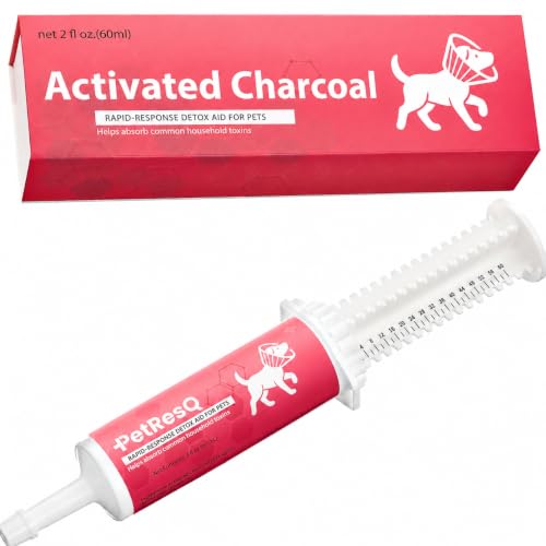 PetResQ - Activated Charcoal for Dogs & Cats Emergency Poisoning Aid Paste | Veterinary-Grade Digestive Aid for Toxin Binding, & Upset Stomach | Fast Acting Pet First Aid- Pets Up to 80 lb (60 ml)