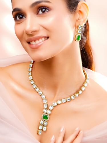 Image of Rubans Kundan Necklace Set Traditional Jewellery Gift for Women & Girls