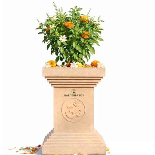 Image of Tulsi Pot for Home | Heavy Duty Tulsi Kota | UV Protected Tulsi Planter | Pooja Plants Gamla for Office | Puja Pots | Traditional Tulasi Stand for Indoor & Outdoor Use | Sand Dune