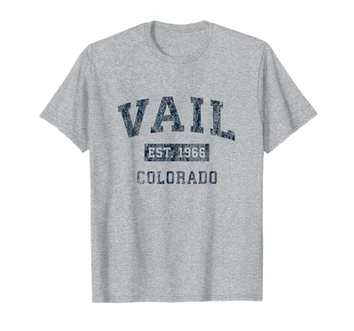 Vail Colorado CO Vintage Sports Design Navy Print T-Shirt