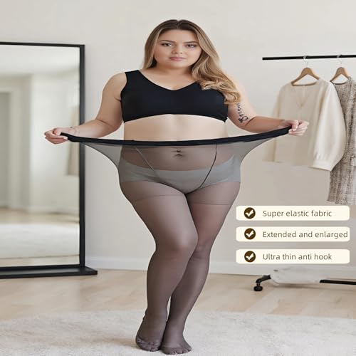 Zenova Plus Size Sheer Pantyhose for Women - High Elastic Snag-Resistant Tights & Stockings, Everyday Wear Solid Color Hose3