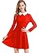 AXUIOKRY Womens Long Sleeve Red Skater Dress with White Collar Amy Rose Costume Adult Sabrina The Witch Orphan Dress AX01-2-M