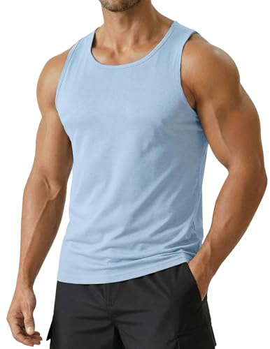 PINSPARK Muscle Tank Tops Men Bodybuilding Sleeveless Athletic Shirts Gym Workout Training Quick Dry Breathable Fitness Tee Blue